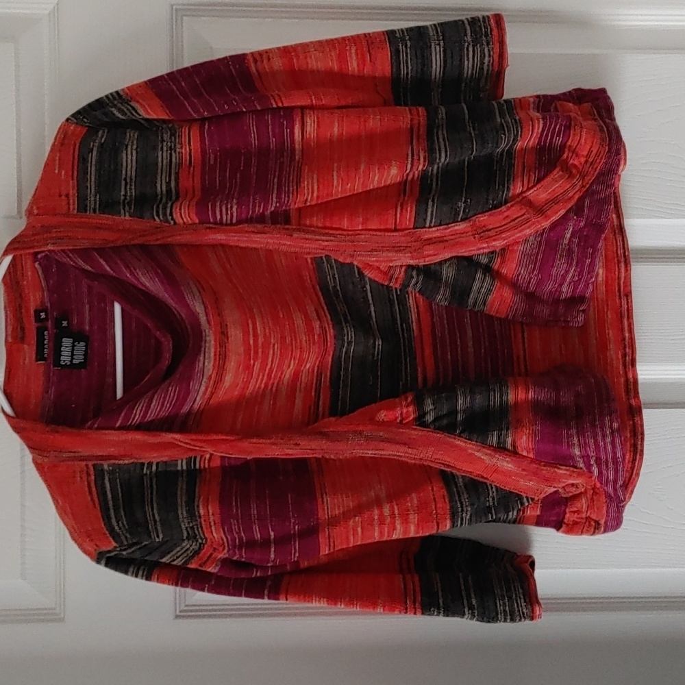 Sharon Young 2 pc set Short Sleeve Sweater With Matching Cardigan Sz Medium